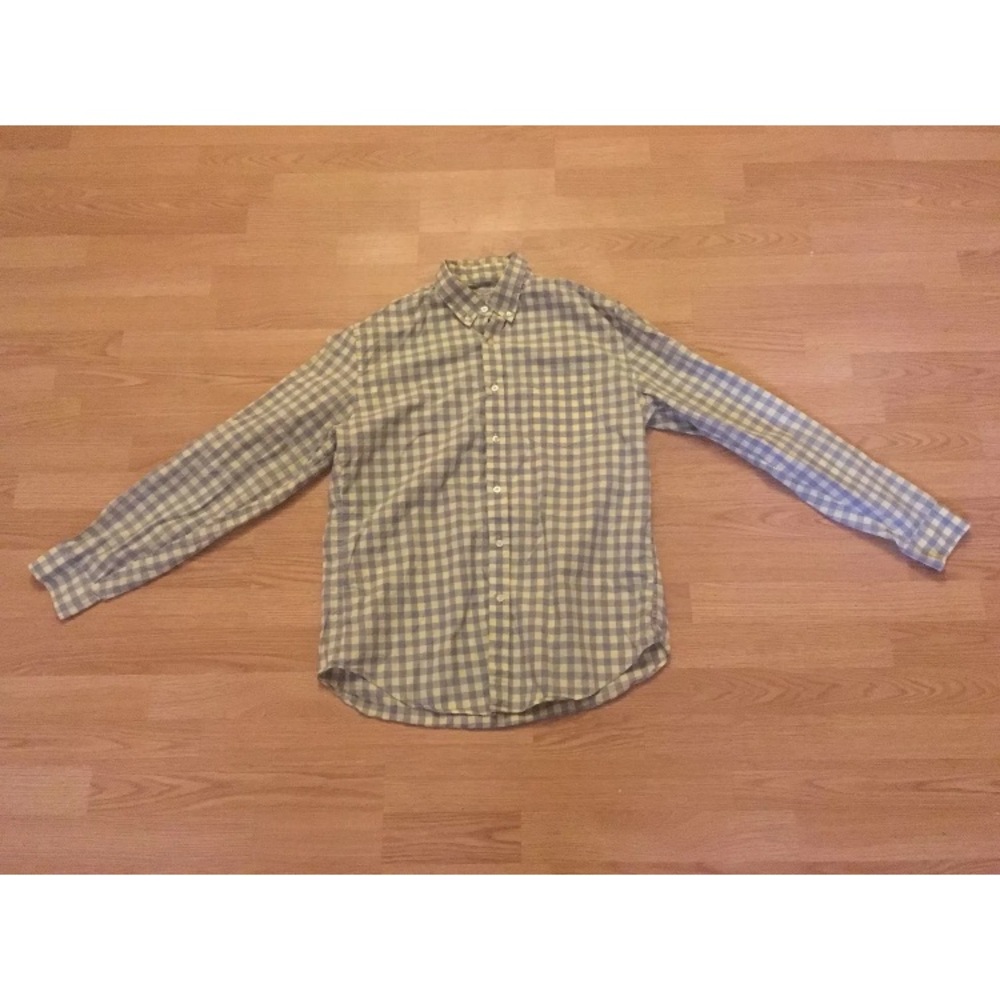 J Crew Yellow And Blue Button Down Shirt Large
